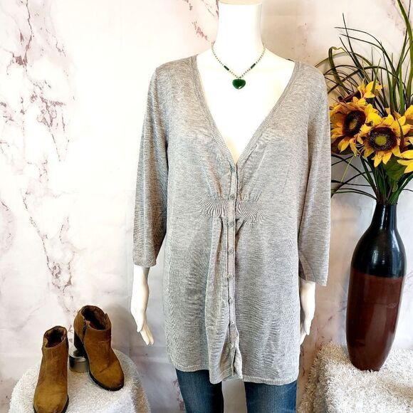 Knit Studio grey peplum cardigan - Picture 3 of 7